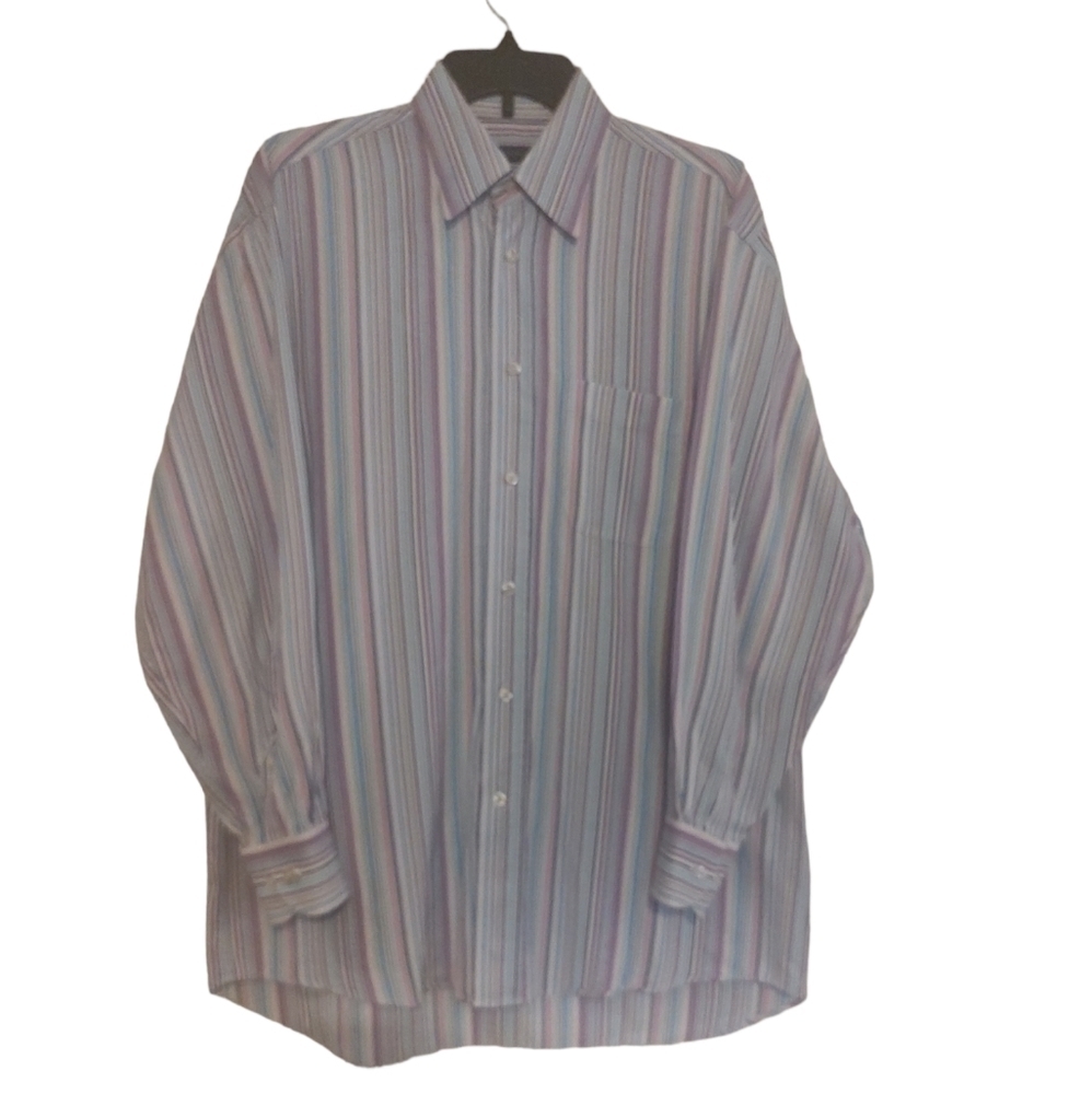 Canali Men's Button Up Striped Collar Dress Shirt Sz. L